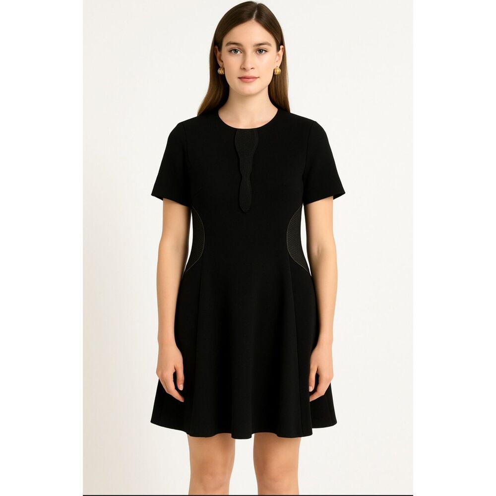 Sachin + Babi Fit & Flare Mini Black Dress Netted Detail Size 8 LBD